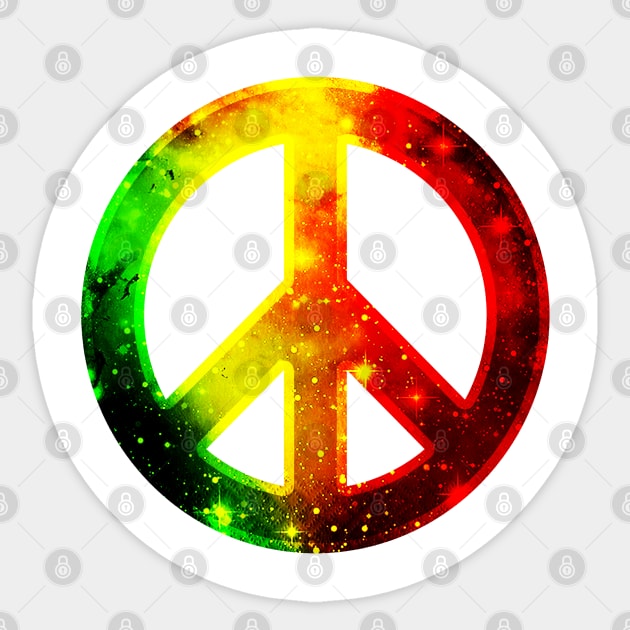 Rasta Flag Tye Dye Peace Sign Sticker by Invisible Jaguar Designs